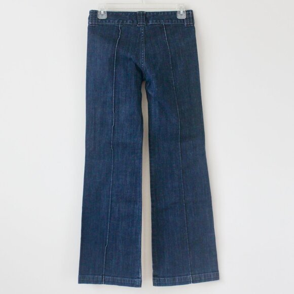 GAP Vintage Y2K Blue Denim Dark Wash Front Seam Wide-Leg Denim Jeans 1 - Picture 4 of 5
